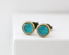 Aegean Sea - Vintage Style Stud Earrings