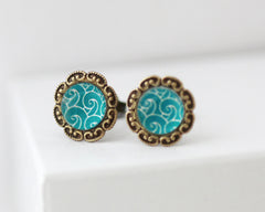 Aegean Sea - Vintage Style Stud Earrings