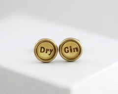 Prohibition Gin Bottle Label - Vintage Style Stud Earrings