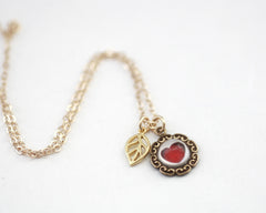 Simple Red Heart - Vintage Style Charm Necklace