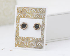 Jet - Vintage Style Small Stud Earrings with Gold Filled Posts