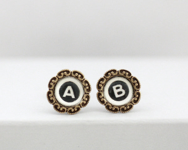 Personalized Initials - Vintage Style Stud Earrings