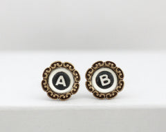 Personalized Initials - Vintage Style Stud Earrings