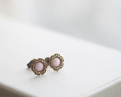 Rosewater - Vintage Style Small Stud Earrings with Gold Filled Posts