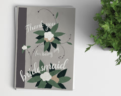 Bridesmaid Gift Set - Complete Gift Set For Your Bridesmaids - Thank You Card, Earrings, And Necklace