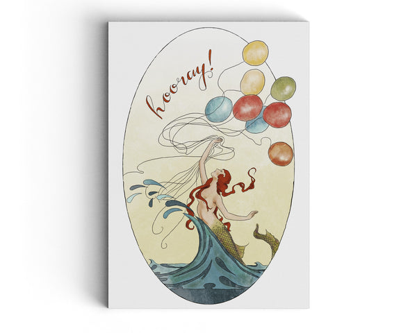 Hooray! Mermaid With Wave - Illustrated Greeting Card