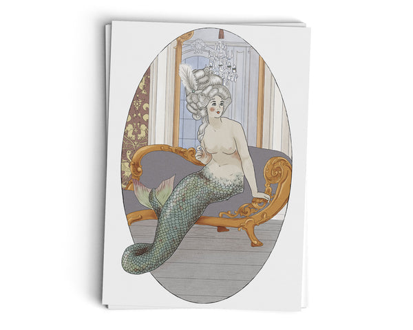 Marie Antoinette Mermaid - Illustrated Greeting Card