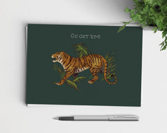 Go Get 'Em Tiger - Illustrated Greeting Card